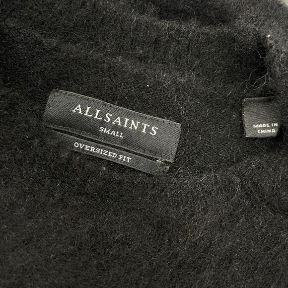 all saints  amore heart print crewneck sweater black/ grey size Small S B4 - Picture 3 of 6